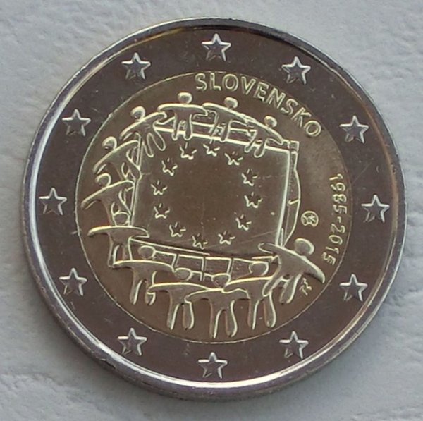 2 Euro Gedenkmünze Slowakei 2015 30 Jahre Europaflagge unz.