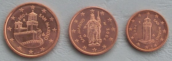 1+2+5 Euro Cent San Marino 2004 unz