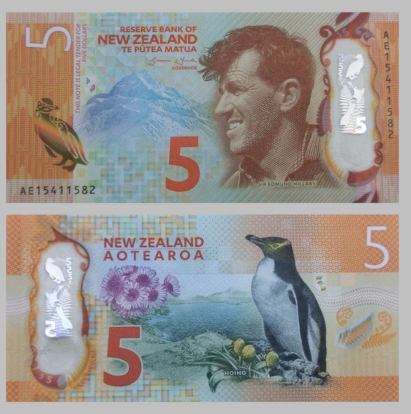 Neuseeland / New Zealand 5 Dollars 2015 Polymer p191 unz
