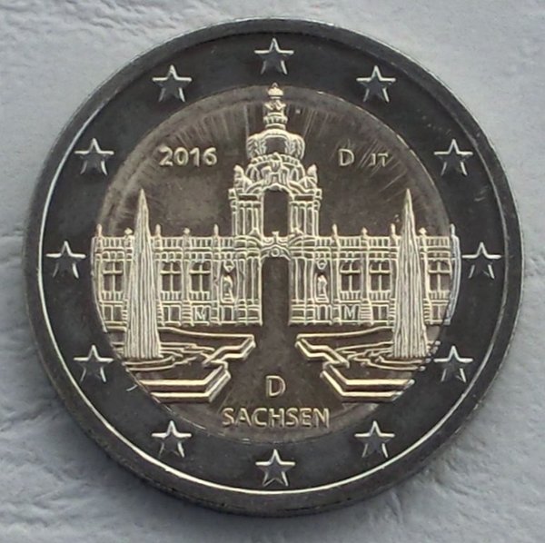 2 Euro Gedenkmünze Deutschland D 2016 Sachsen / Dresdner Zwinger unz.
