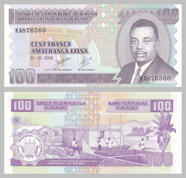 Burundi 100 Francs 2006 p37e unz.