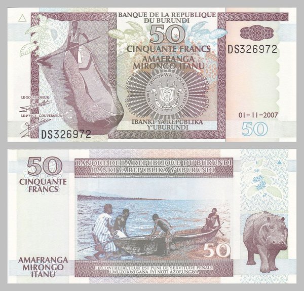 Burundi 50 Francs 2007 p36g unz.
