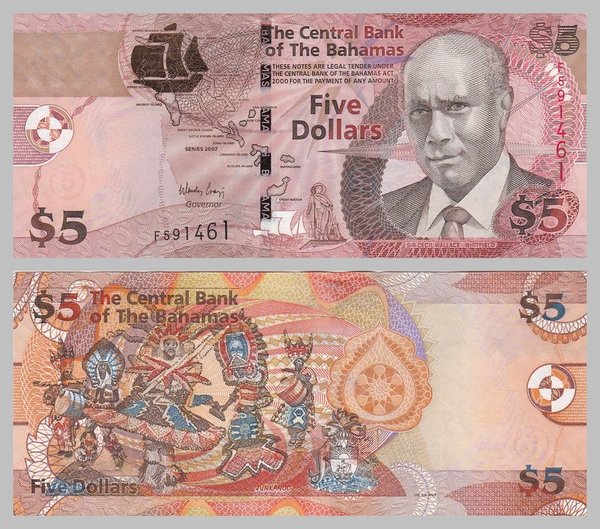 Bahamas 5 Dollars 2007 p72 unz