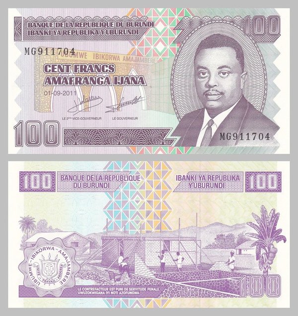 Burundi 100 Francs 2011 p44b unz.
