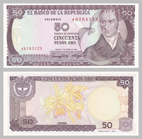 Kolumbien 50 Pesos Oro 1986 p425b unz.