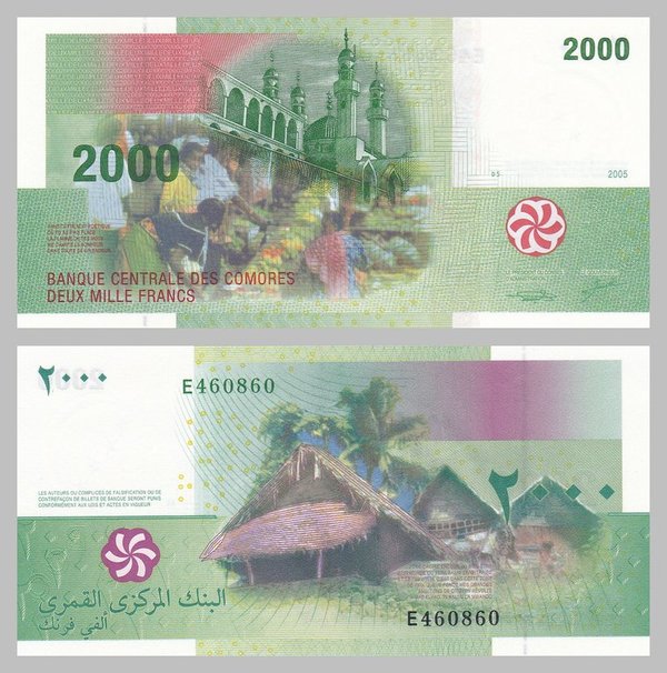 Komoren / Comoros 2000 Francs 2006 p17 unz.