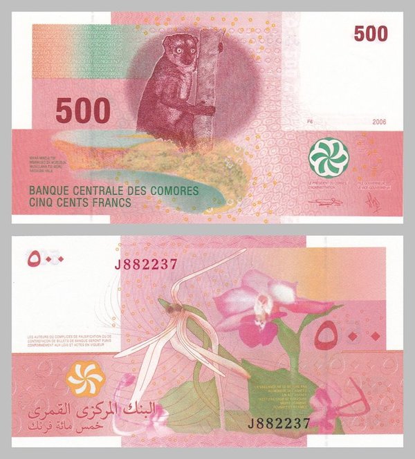 Komoren / Comoros 500 Francs 2006 p15 unz.