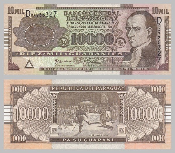 Paraguay 10000 Guaranies 2005 p224b unz.