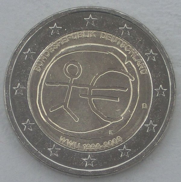 2 Euro Gedenkmünze Deutschland D 2009 10 Jahre WWU unz.