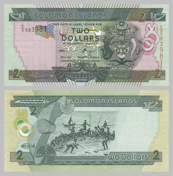 Salomonen / Solomon Islands 2 Dollars p25b unz.
