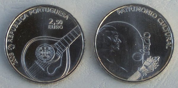 2,5 Euro Gedenkmünze Portugal 2008 Fado unz.