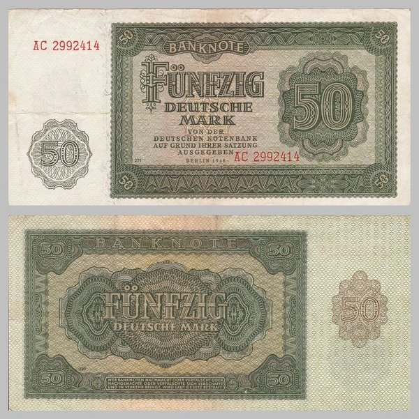 DDR / GDR 50 Deutsche Mark / DM 1948 p14b s-ss / f-vf