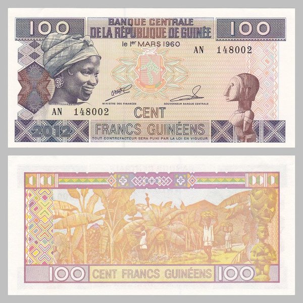 Guinea 100 Francs 2012 p35b unz.
