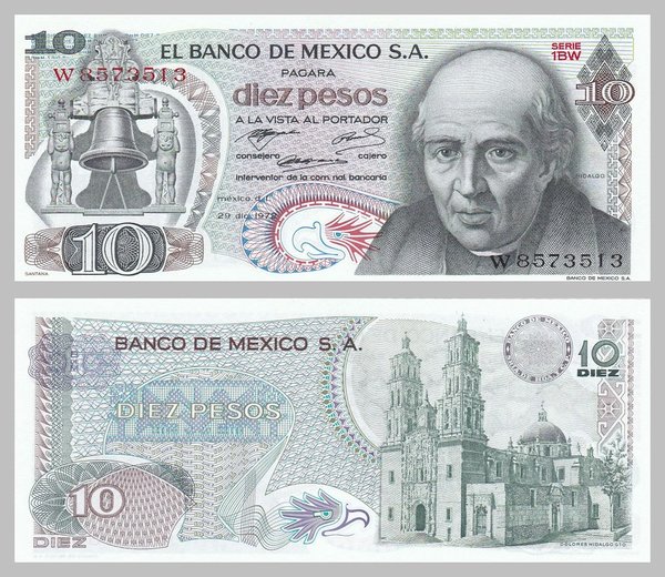 Mexiko 10 Pesos 1972 p63e unz.