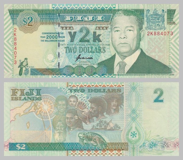 Fidschi / Fiji 2 Dollars 2000 p102a unz