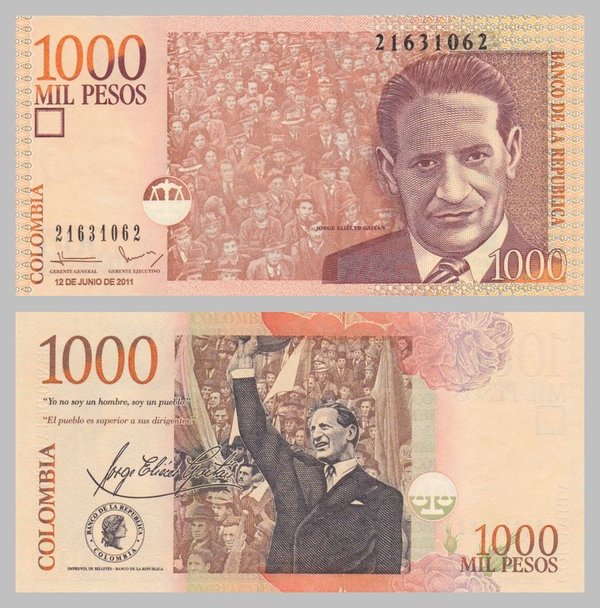 Kolumbien 1000 Pesos 2011 p456p unz.
