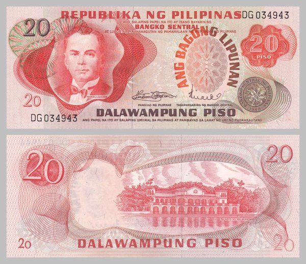 Philippinen / Philippines 20 Piso 1970 p155a unz.