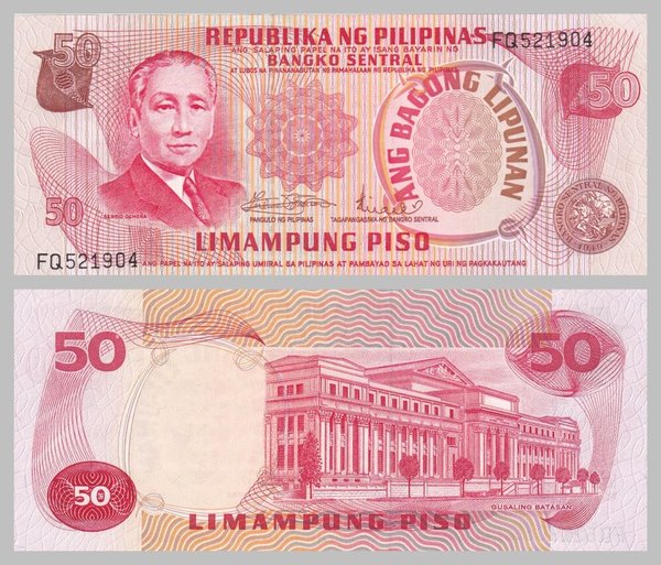 Philippinen / Philippines 50 Piso 1970 p156a unz.