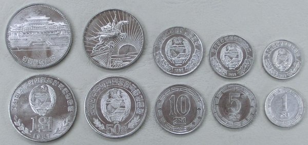 Nordkorea KMS Kursmünzensatz 1959-1987 unz.