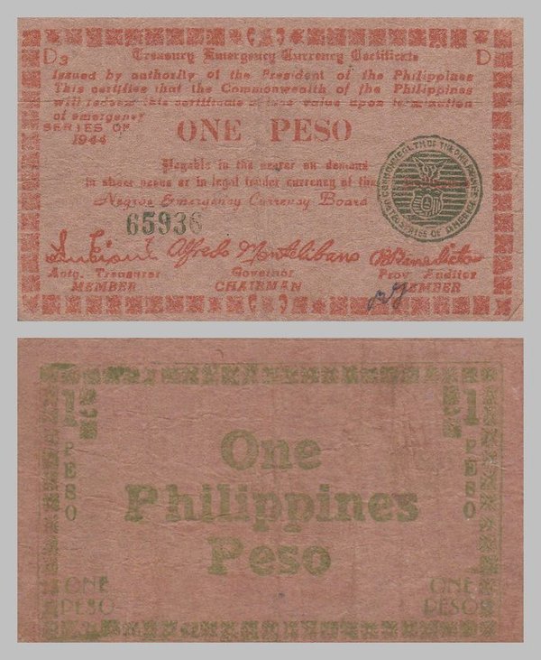 Philippinen / Philippines 1 Peso 1944 pS672 s-ss / f-vf
