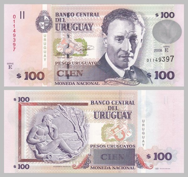 Uruguay 100 Pesos Uruguayos 2008 p88a unz.