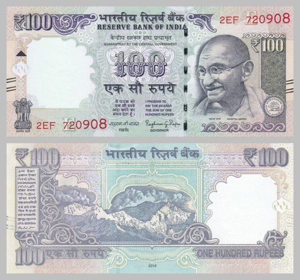 Indien / India 100 Rupees 2016 p105ad unz.