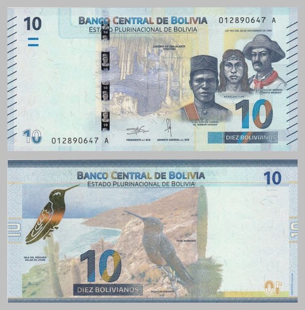 Bolivien / Bolivia 10 Bolivianos 2018 p248 unz.