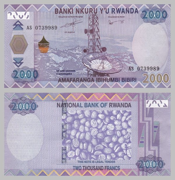 Ruanda / Rwanda 1000 Francs 2015 p39 unz