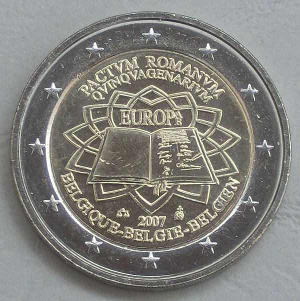 2 Euro Gedenkmünze Belgien 2007 50 Jahre Römische Verträge unz.