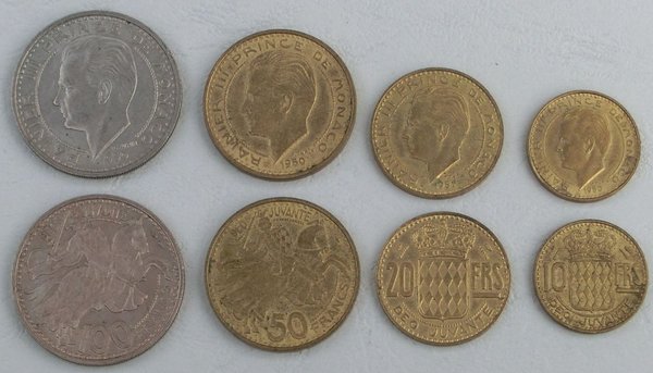 Monaco KMS Kursmünzensatz 1950-1951 ss-vzgl