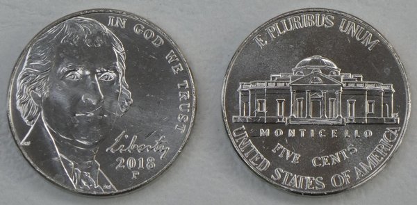 USA 5 Cents Nickel 2018 P unz.