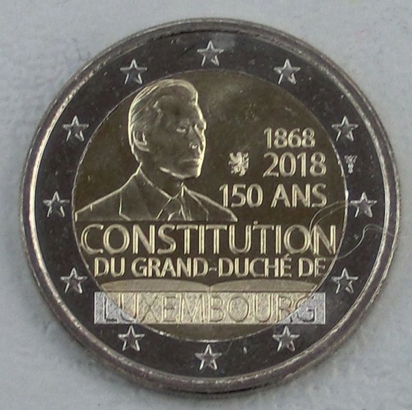 2 Euro Gedenkmünze Luxemburg 2018 150 Jahre Verfassung unz.