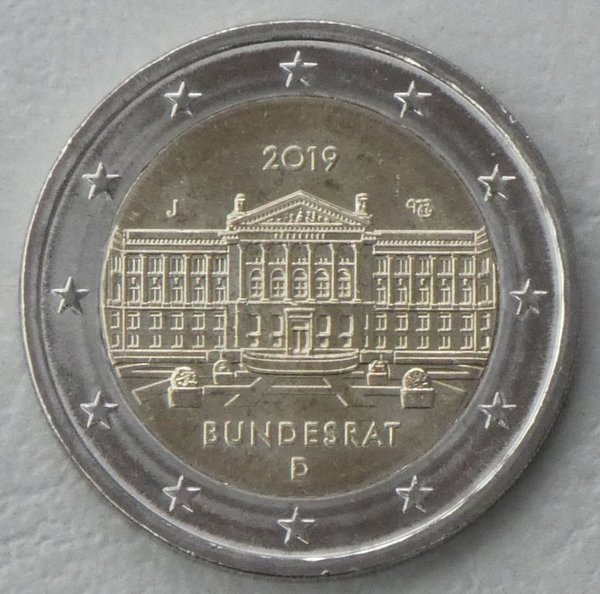 2 Euro Deutschland J 2019 70 Jahre Bundesrat unz.