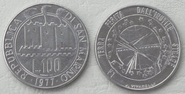 San Marino 100 Lire 1977 p69 unz