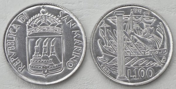 San Marino 100 Lire 1973 p28 unz