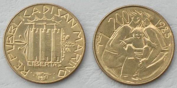 San Marino 200 Lire 1985 p180 unz