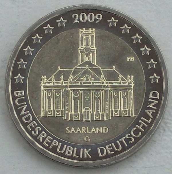 2 Euro Gedenkmünze Deutschland G 2009 Saarland / Ludwigskirche unz.