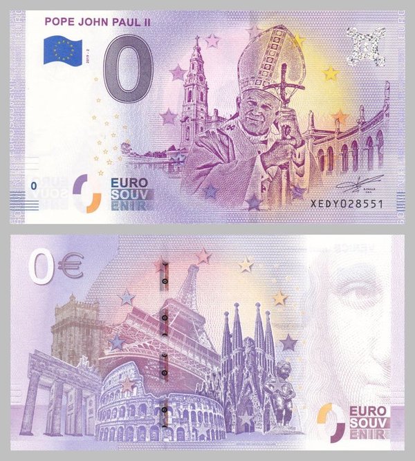 0 Euro Souvenirschein Pope John Paul II