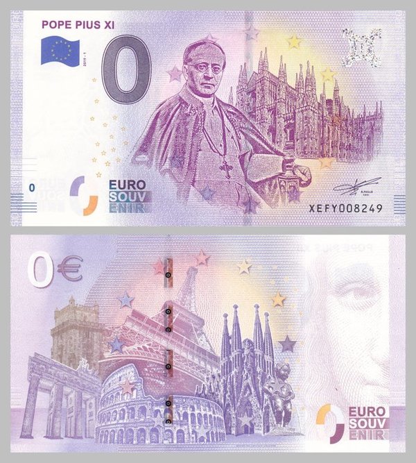 0 Euro Souvenirschein Pope Pius XI