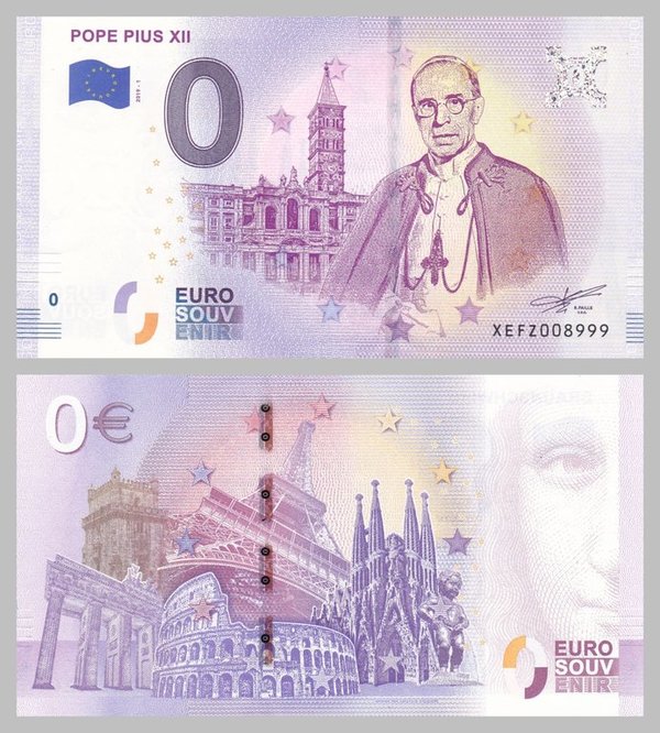 0 Euro Souvenirschein Pope Pius XII