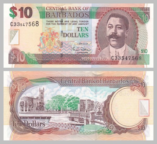 Barbados 10 Dollars 2007 p68a unz.