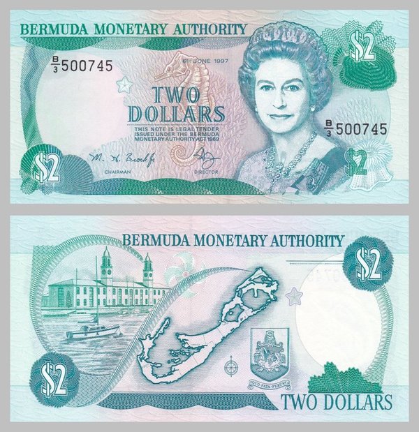 Bermuda 2 Dollars 1997 p40Ab unz.