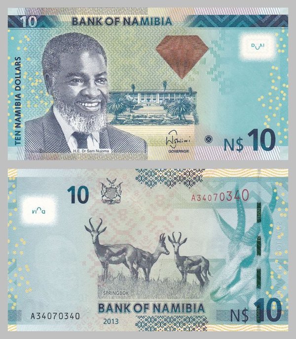 Namibia 10 Dollars 2013 p11b unz.
