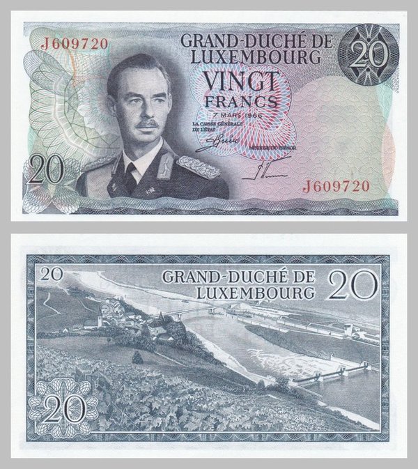 Luxemburg 20 Francs 1966 p54a unz