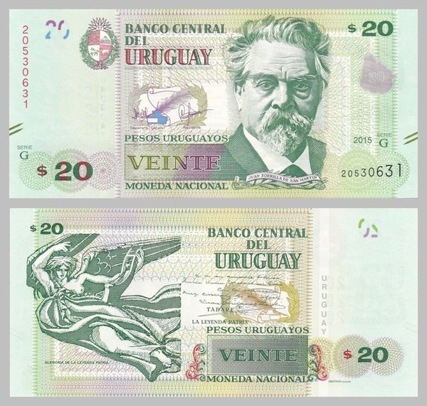 Uruguay 20 Pesos Uruguayos 2015 p93 unz.