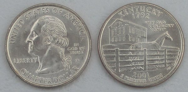 USA State Quarter 2001 Kentucky P unz.