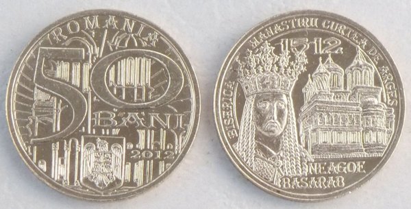 Rumänien / Romania 50 Bani 2012 Neagoe Basara / Kloster Curtea de Arges unz.