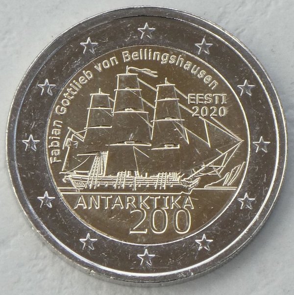 2 Euro Gedenkmünze Estland 2020 200 Jahre Entdeckung der Antarktis unz.