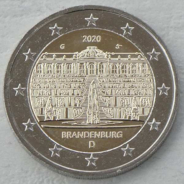 2 Euro Gedenkmünze Deutschland G 2020 Brandenburg / Schloss Sanssouci unz.