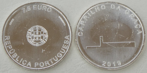 7,5 Euro Gedenkmünze Portugal 2019 Carrilho da Graca Si / Ag unz